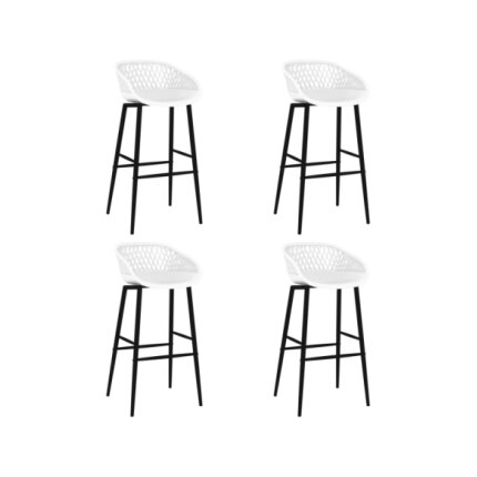 Table mange debout Industriel avec 4 tabourets - Noir et blanc - Bois et métal