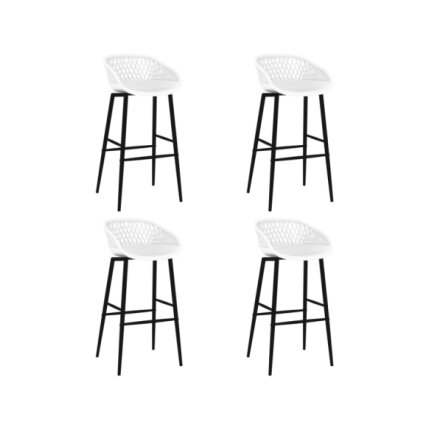 Table mange debout Scandinave avec 4 tabourets - Blanc - Bois et métal