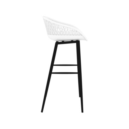 Table mange debout Scandinave avec 4 tabourets - Blanc - Bois et métal