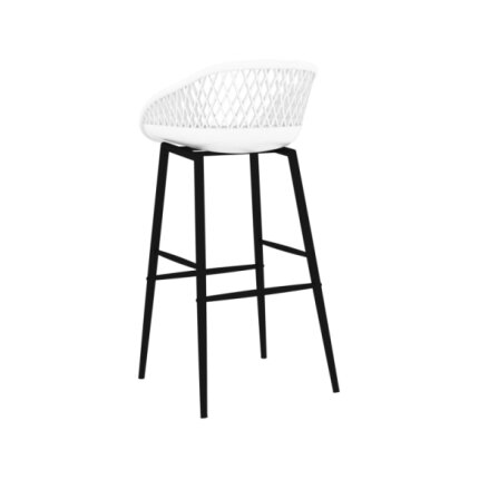 Table mange debout Scandinave avec 4 tabourets - Blanc - Bois et métal