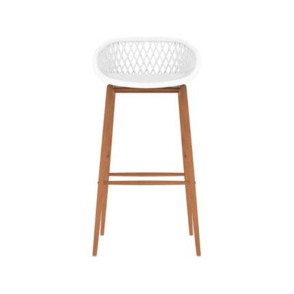 Table mange debout Scandinave avec 4 tabourets - Blanc - Bois et métal