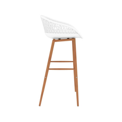 Table mange debout Scandinave avec 4 tabourets - Blanc - Bois et métal