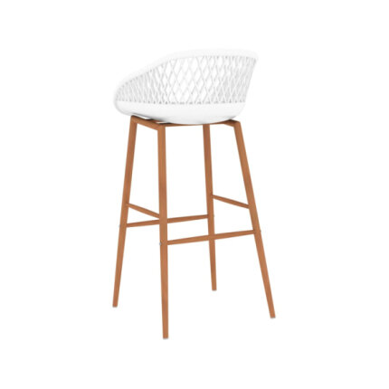 Table mange debout Scandinave avec 4 tabourets - Blanc - Bois et métal