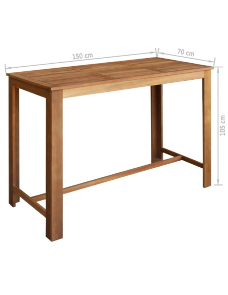 Table mange debout Bohème avec 6 tabourets Bois massif d'acacia