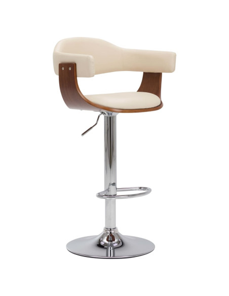 Tabourets de bar Rétro / Vintage en lot de 2 en bois courbé et similicuir Crème  {attributes}