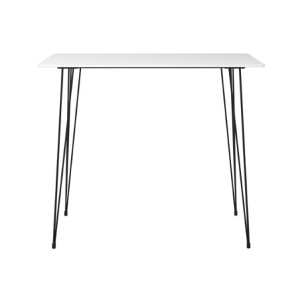 Table mange debout Scandinave avec 4 tabourets - Blanc et gris - Bois et métal