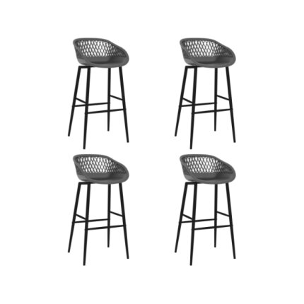 Table mange debout Scandinave avec 4 tabourets - Blanc et gris - Bois et métal