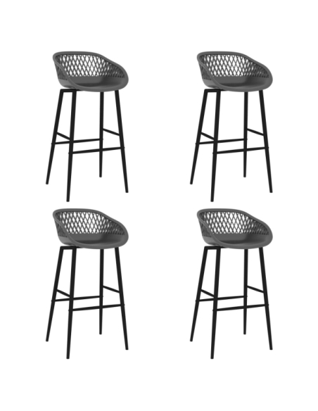 Table mange debout Scandinave avec 4 tabourets - Blanc et gris - Bois et métal