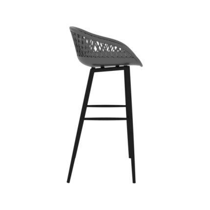 Table mange debout Scandinave avec 4 tabourets - Blanc et gris - Bois et métal