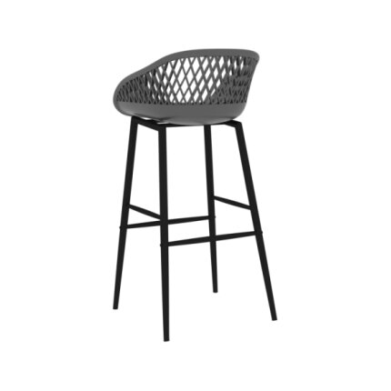 Table mange debout Scandinave avec 4 tabourets - Blanc et gris - Bois et métal