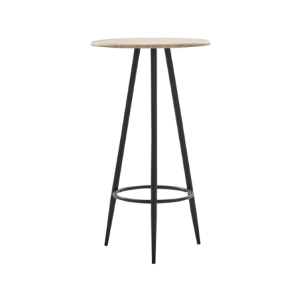 Table mange debout Industriel avec 2 tabourets - Chêne - Bois et pied en métal