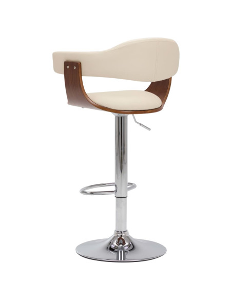 Tabourets de bar Rétro / Vintage en lot de 2 en bois courbé et similicuir Crème  {attributes}