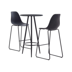 Table mange debout Industriel avec 2 tabourets - Noir - Bois et pied en métal