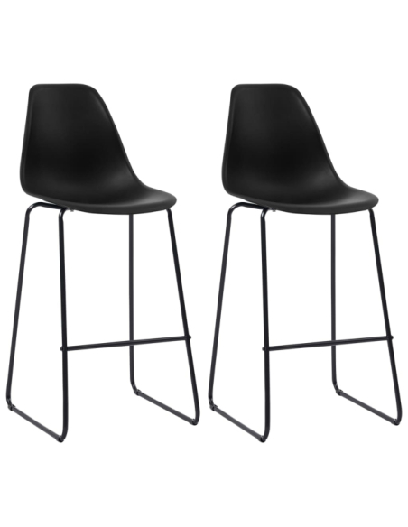 Table mange debout Industriel avec 2 tabourets - Noir - Bois et pied en métal