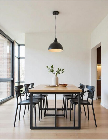 Ensemble Table mange debout Campagne avec 2 tabourets - Noir et gris - Bois & Acier 