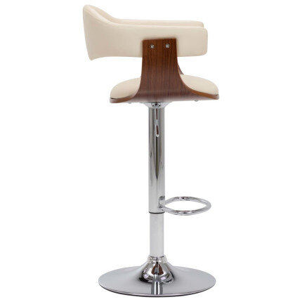 Tabourets de bar Rétro / Vintage en lot de 2 en bois courbé et similicuir Crème  {attributes}