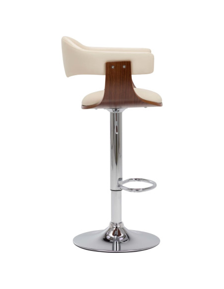 Tabourets de bar Rétro / Vintage en lot de 2 en bois courbé et similicuir Crème  {attributes}