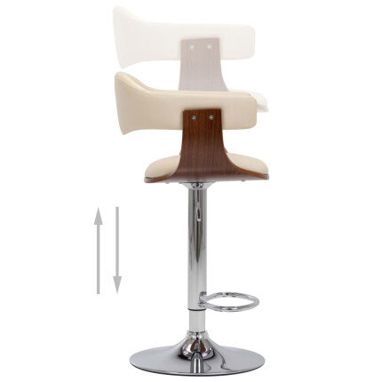 Tabourets de bar Rétro / Vintage en lot de 2 en bois courbé et similicuir Crème  {attributes}