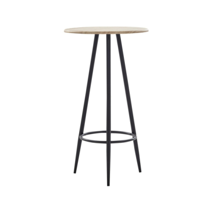 Table mange debout Industriel avec 2 tabourets - Chêne - Bois et pied en métal
