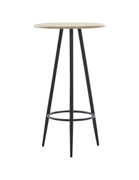 Table mange debout Industriel avec 2 tabourets - Chêne - Bois et pied en métal