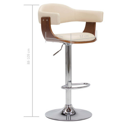 Tabourets de bar Rétro / Vintage en lot de 2 en bois courbé et similicuir Crème  {attributes}