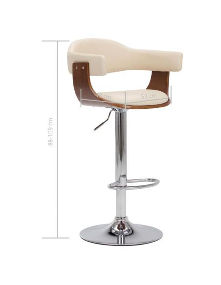 Tabourets de bar Rétro / Vintage en lot de 2 en bois courbé et similicuir Crème  {attributes}