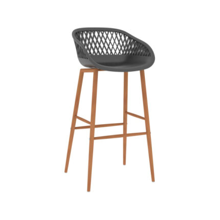 Table mange debout Scandinave avec 4 tabourets - Noir et gris - Bois et métal