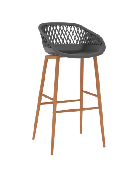 Table mange debout Scandinave avec 4 tabourets - Noir et gris - Bois et métal