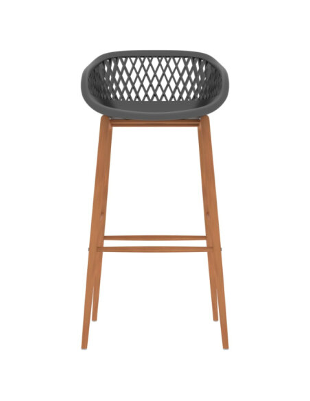 Table mange debout Scandinave avec 4 tabourets - Noir et gris - Bois et métal