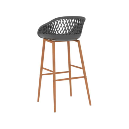 Table mange debout Scandinave avec 4 tabourets - Noir et gris - Bois et métal