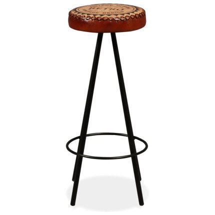 Tabourets de bar Industriel / Rétro - Vintage en lot de 2 en cuir véritable Brun  {attributes}