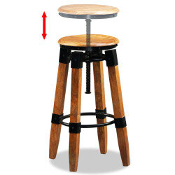 Tabourets de bar industriel en lot de 2 en bois de manguier massif Brun  {attributes} 2