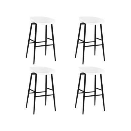 Table mange debout Scandinave avec 4 tabourets - Noir et blanc - Bois et métal