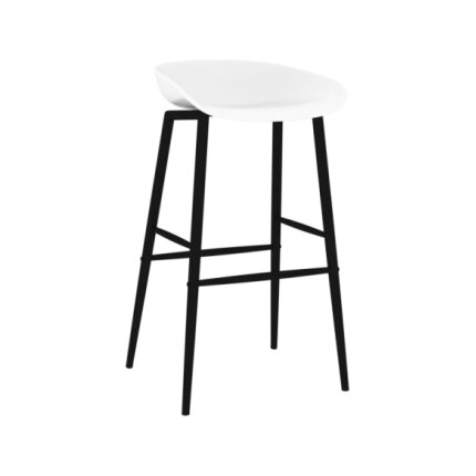 Table mange debout Scandinave avec 4 tabourets - Noir et blanc - Bois et métal