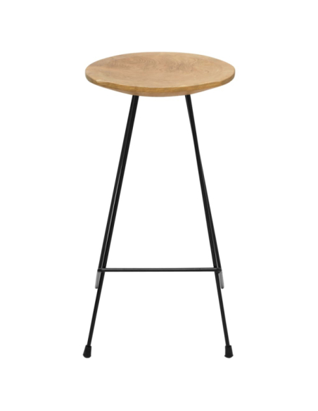 Table mange debout Scandinave avec 2 tabourets - Noir - Métal et Bois