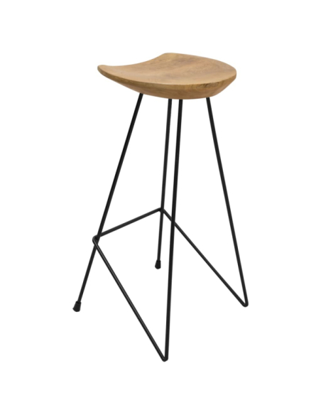 Table mange debout Scandinave avec 2 tabourets - Noir - Métal et Bois