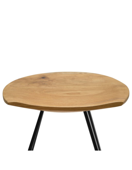 Table mange debout Scandinave avec 2 tabourets - Noir - Métal et Bois