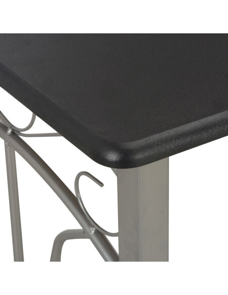 Ensemble Table mange debout Campagne avec 2 tabourets - Noir et gris - Bois & Acier 