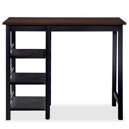 Ensemble Table mange debout Campagne avec 2 tabourets - Noir et marron - Structure en Bois d'hévéa 