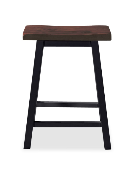 Ensemble Table mange debout Campagne avec 2 tabourets - Noir et marron - Structure en Bois d'hévéa 