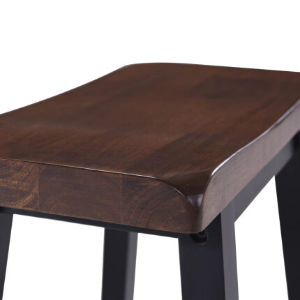 Ensemble Table mange debout Campagne avec 2 tabourets - Noir et marron - Structure en Bois d'hévéa 