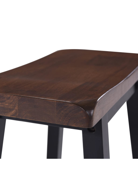 Ensemble Table mange debout Campagne avec 2 tabourets - Noir et marron - Structure en Bois d'hévéa 