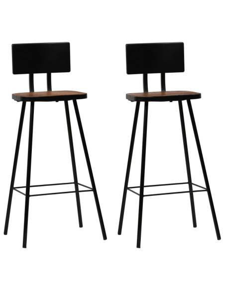 Ensemble Table mange debout Industriel avec 2 tabourets - Blanc - Métal et Bois 