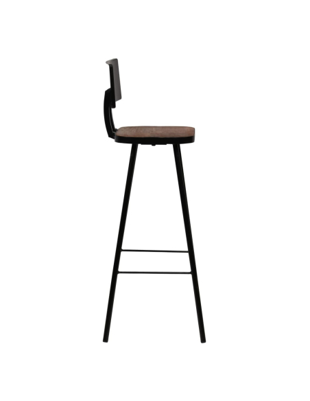 Ensemble Table mange debout Industriel avec 2 tabourets - Blanc - Métal et Bois 