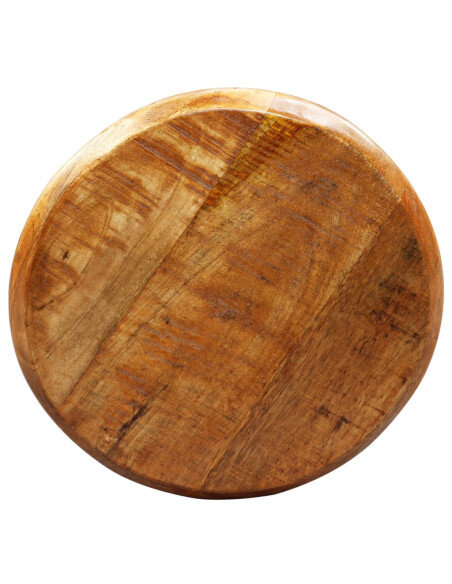 Tabourets de bar industriel en lot de 2 en bois de manguier massif Brun  {attributes}