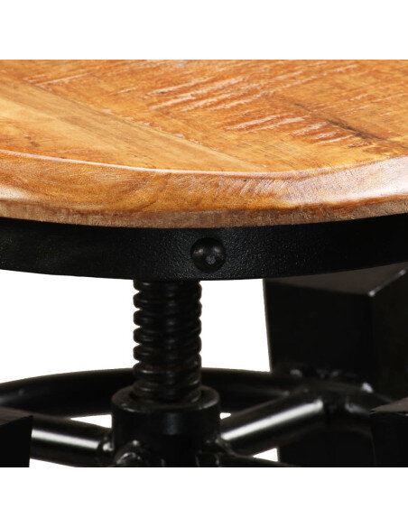 Tabourets de bar industriel en lot de 2 en bois de manguier massif Brun  {attributes}