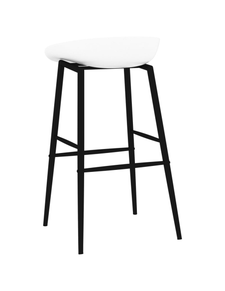 Ensemble Table mange debout Scandinave avec 6 tabourets - Blanc - Bois et métal 