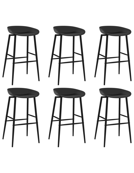 Ensemble Table mange debout Scandinave avec 6 tabourets - Noir - Bois et métal 