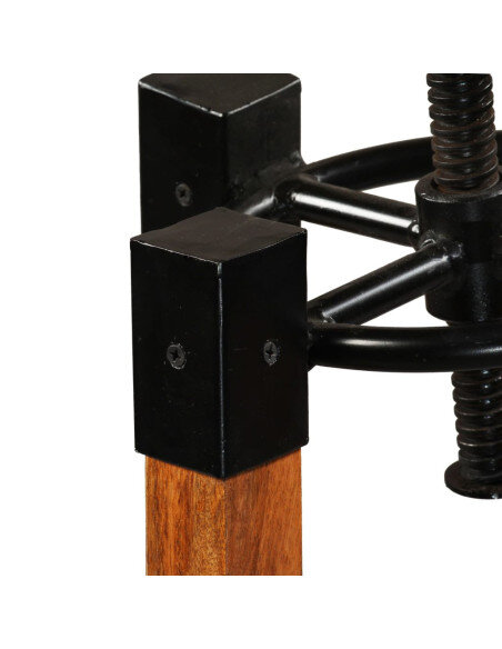 Tabourets de bar industriel en lot de 2 en bois de manguier massif Brun  {attributes}