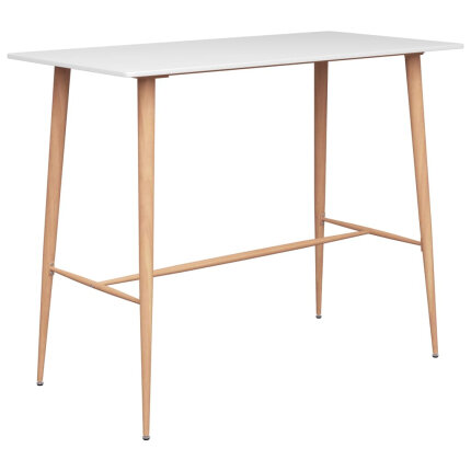 Ensemble Table mange debout Scandinave avec 6 tabourets - Blanc et noir - Bois et métal 